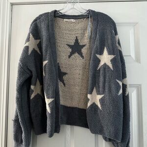 Star Patterned Moon and Madison Gray and White Women's Cardigan